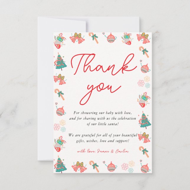 Carte De Remerciements Christmas Santa Baby Shower Thank You (Devant)