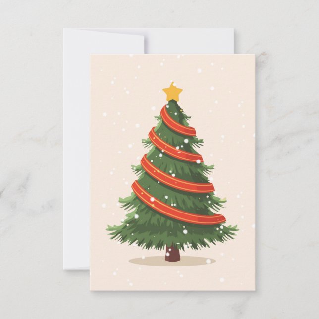 Carte De Remerciements Christmas Tree, Christmas, Minimalist (Devant)