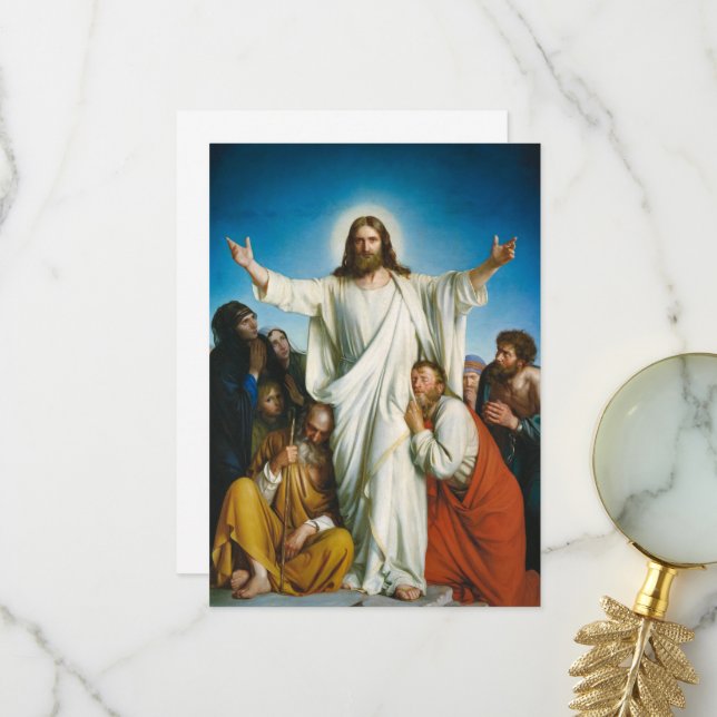 Carte De Remerciements Christus Consolator par Carl Bloch (Devant/Arrière en situation)