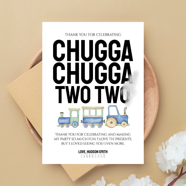 Carte De Remerciements Chugga Chugga Deux | Train Kids Anniversaire TY Ca (Créateur téléchargé)