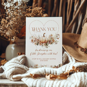 Carte De Remerciements Chute d'amour Citrouille Fleur sauvage Baby shower