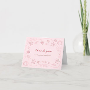 Carte De Remerciements Chute de Citrouille rose manuscrit Whimsical