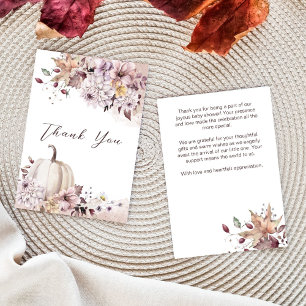 Carte De Remerciements Chute en amour baby shower feuillage citrouille me