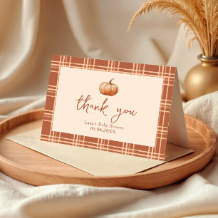 Carte De Remerciements Chute Plaid Un Petit Baby shower Citrouille Plié