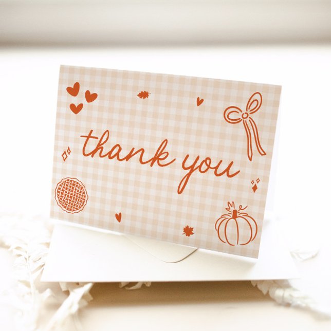 Carte De Remerciements Chute Whimsical Un Petit Baby shower À Tarte Cutie (Fall Whimsical A Little Cutie Pie Baby Shower Thank You Card)