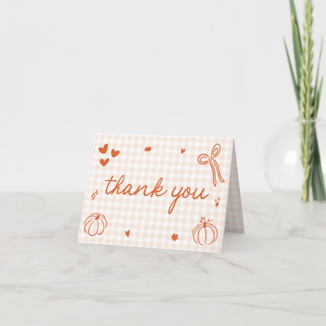 Carte De Remerciements Chute Whimsical Un Petit Baby shower Citrouille (Devant)