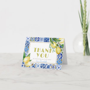 Carte De Remerciements Ciao Baby Carrelage bleu Citrus Citron Baby Douche