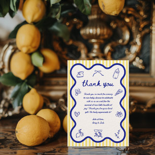 Carte De Remerciements Ciao Baby Lemon Italien Main Tirée Baby shower