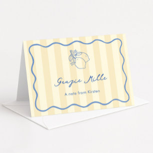 Carte De Remerciements Ciao Miss Yellow & Blue Baby Shower Mariage Dessin