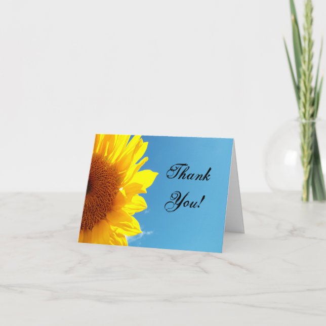 Carte De Remerciements Ciel bleu d'été avec tournesol jaune (Devant)