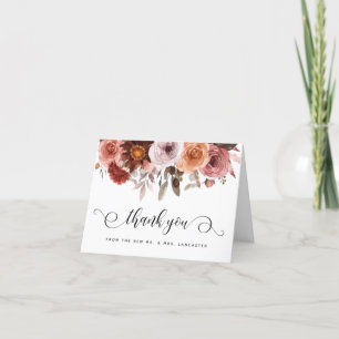 Carte De Remerciements Ciel en rose, rose et bordeaux floral