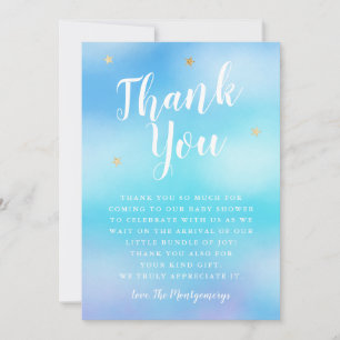 Carte De Remerciements Ciel envoyé Baby shower étoiles bleu