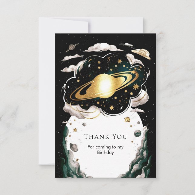 Carte De Remerciements Ciel Personnalisé Espace Anniversaire (Devant)