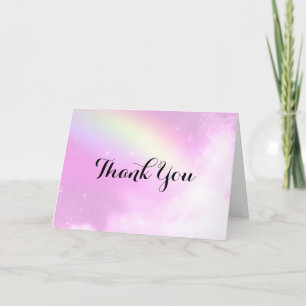 Carte De Remerciements Ciel rose avec Citron jaune arc-en-ciel