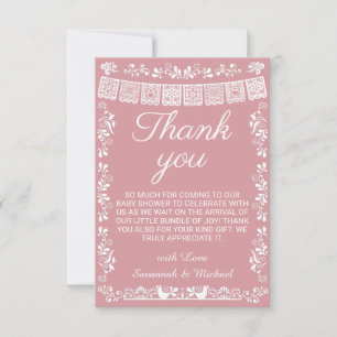 Carte De Remerciements Cielito Lindo Rose Clair Fête Prénatale Papier Pic