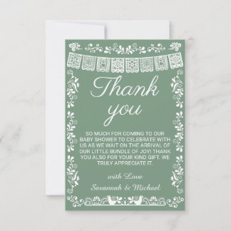Carte De Remerciements Cielito Lindo Sage Green Papel Picado Baby Shower