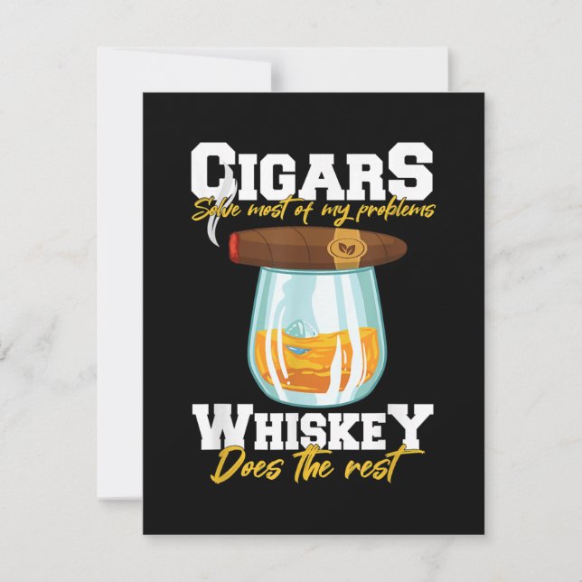 Carte De Remerciements Cigars Solve Most Of My Problems Whiskey (Devant)