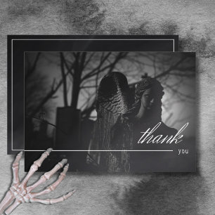 Carte De Remerciements Cimetière Gothique Noir & Blanc Jusqu'Au Mariage D