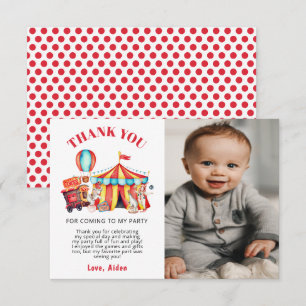 Carte De Remerciements Cirque de la photo Carnaval Fête d'anniversaire 