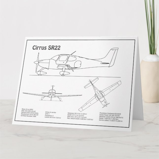 Carte De Remerciements Cirrus SR22 - Plans de dessin du plan directeur de (Devant)