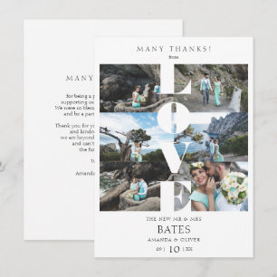 Carte De Remerciements Citation d'amour Collage à la mode blanc Mariage 6