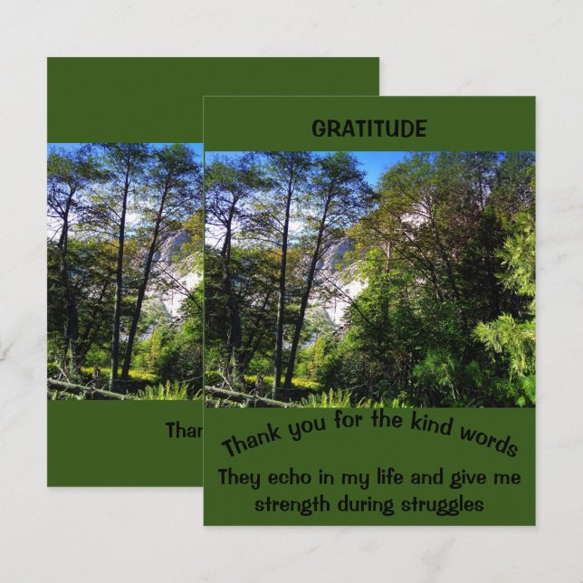 Carte De Remerciements Citation de gratitude personnalisée Vert Paysage F (Devant / Derrière)