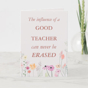 Carte De Remerciements Citation de l'enseignant cool Floral Rose