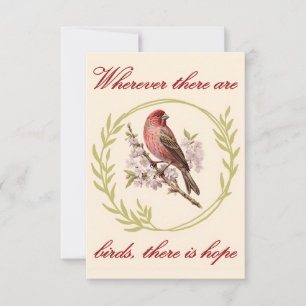 Carte De Remerciements Citation Inspirationnelle d'Oiseaux, couronne de f