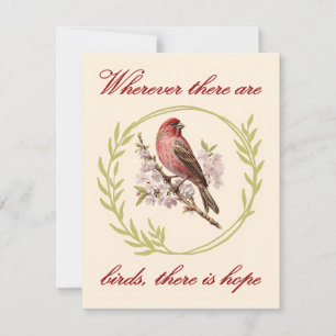 Carte De Remerciements Citation Inspirationnelle d'Oiseaux, couronne de f