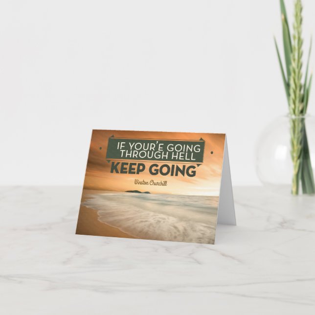 Carte De Remerciements Citation inspirée de Winston Churchill "Continuez" (Devant)