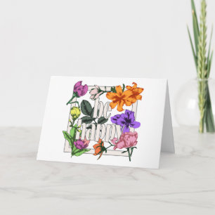 Carte De Remerciements Citation positive Be Happy and garden flowers