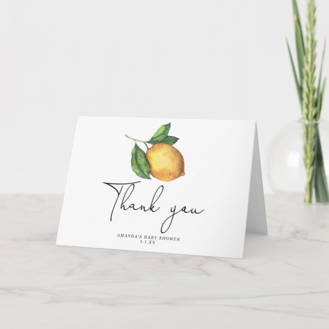 Carte de remerciements citron aquarelle (Devant)