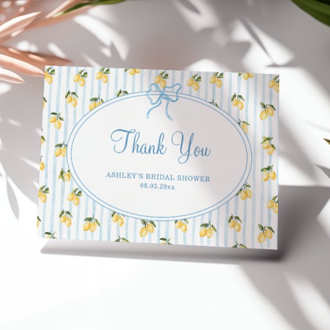 Carte De Remerciements Citron bleu Fête des mariées italienne (Créateur téléchargé)