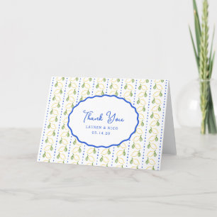 Carte De Remerciements Citron Citrus Italien Bleu & Jaune Mariage Personn