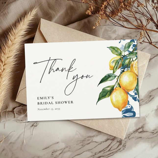 Carte De Remerciements Citron Citrus Positano Fête des mariées italienne (Créateur téléchargé)