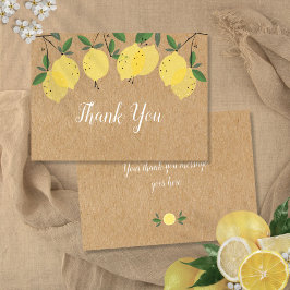 Carte De Remerciements Citron Feuillage Floral Kraft Bohème