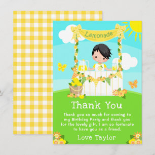 Carte De Remerciements Citronade Stand Birthday Black Hair Boy