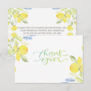 Carte de remerciements citrons aquarelle