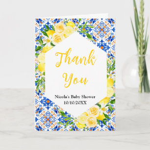 Carte De Remerciements Citrons et Feuillage Baby Shower Méditerranéen