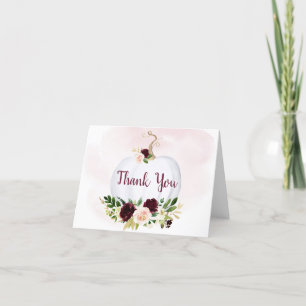 Carte De Remerciements Citrouille automne Pink Burgundy Gold Baby shower