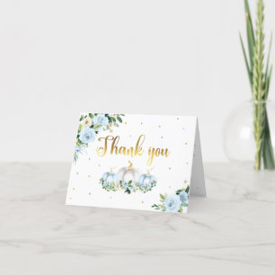 Carte De Remerciements Citrouille Baby shower Boy Fall Blue Citrouille