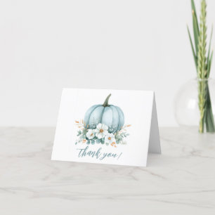 Carte De Remerciements Citrouille bleu automne Baby shower d'Eucalyptus F