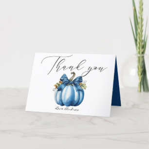 Carte De Remerciements Citrouille bleu   Baby shower d'automne