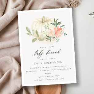 Carte De Remerciements Citrouille Blush Floral Baby Brunch Douche Invitat