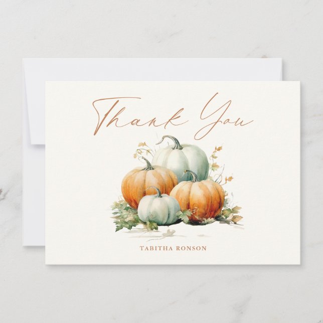 Carte De Remerciements Citrouille d'automne Baby shower d'automne (Devant)