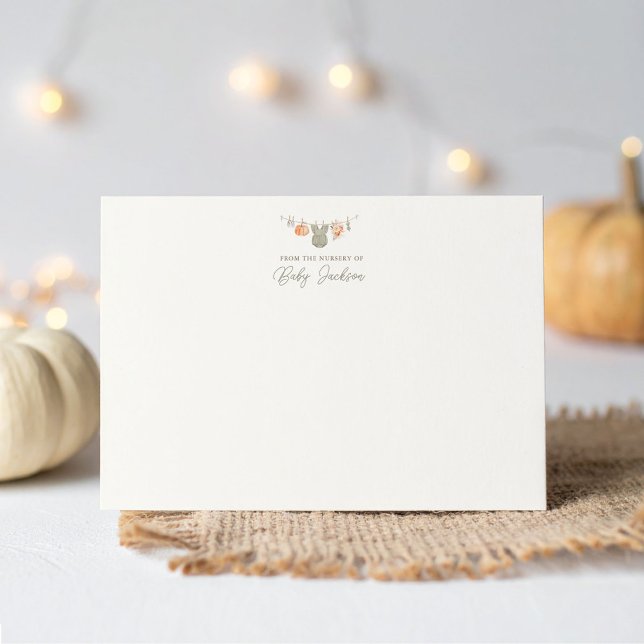 Carte De Remerciements Citrouille d'automne Baby shower de vêtements bébé (Créateur téléchargé)