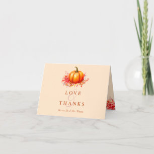 Carte De Remerciements Citrouille d'automne Botanical Mariage Hébergement