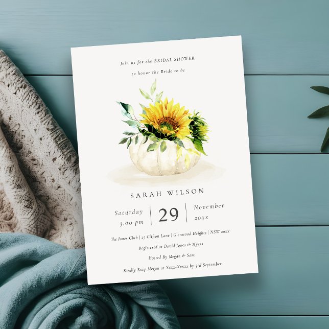 Carte De Remerciements Citrouille de tournesol Floral Fête des mariées In (Créateur téléchargé)