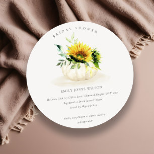Carte De Remerciements Citrouille de tournesol Floral Fête des mariées In