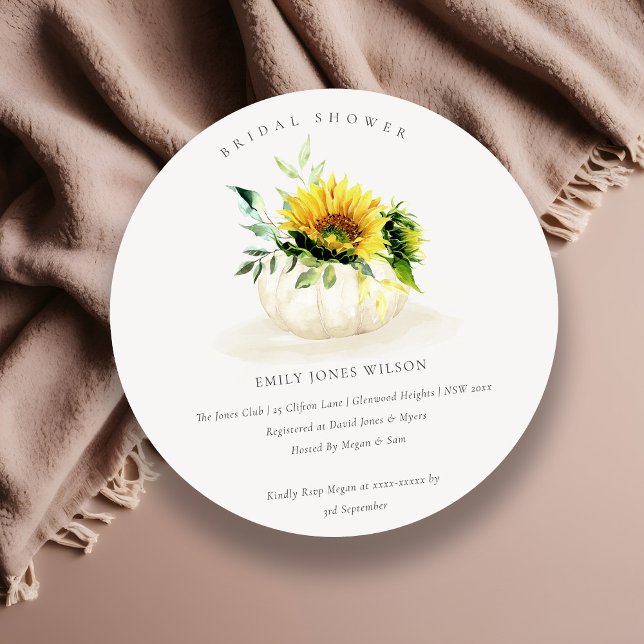 Carte De Remerciements Citrouille de tournesol Floral Fête des mariées In (Créateur téléchargé)